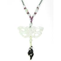 Elegant Necklace of Milky Jade Butterfly and Various Beads