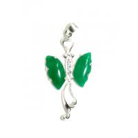 Chinese Silver Jade Butterfly Pendant