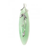 Sterling Silver Chinese Jade Leaf Necklace Pendant