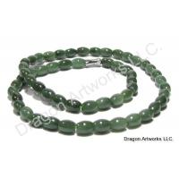 Noble Green Jade Barrel Beads Necklace