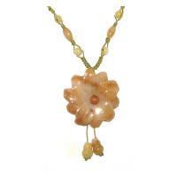 Chinese Flower Pendant Honey Jade Necklace