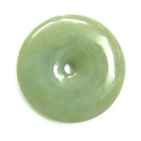 Chinese Forever Young Green Jade Pi Disc Pendant