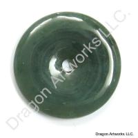 Radiant Dark Green Jade Pi Disc Pendant