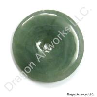 Protective Dark Green Jade Pi Disc Pendant