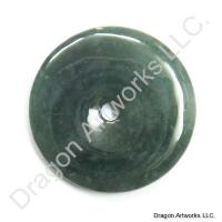 Dark Green Jade Pi Disc Pendant of Healthiness