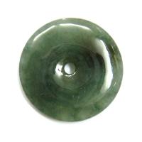 Many Blessings Green Jade Pi Disc Pendant
