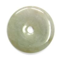 Green Jade Pi Disc Pendant with Lavender Hue