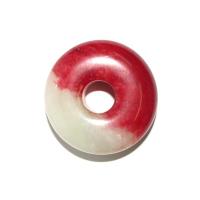 Thick White and Red Jade Pi Disc Pendant